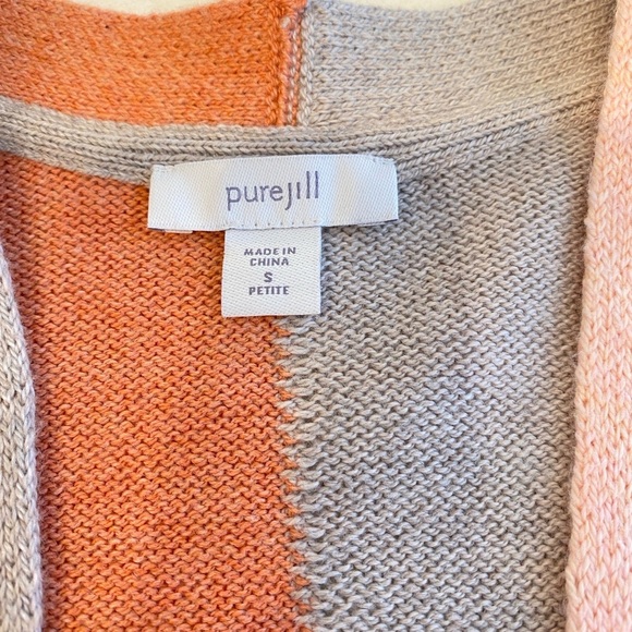 J.Jill Pure Jill Women's V-Neck Colorblock Cardigan Size Small Petite Oversized - Picture 9 of 12